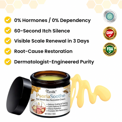 Timilk® PsoriaSoothe Bee Venom Skin-Restoration Cream.